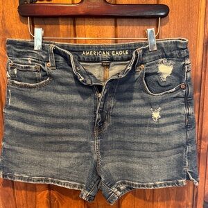 American Eagle Outfitters Distressed Dark Blue Jean Shorts